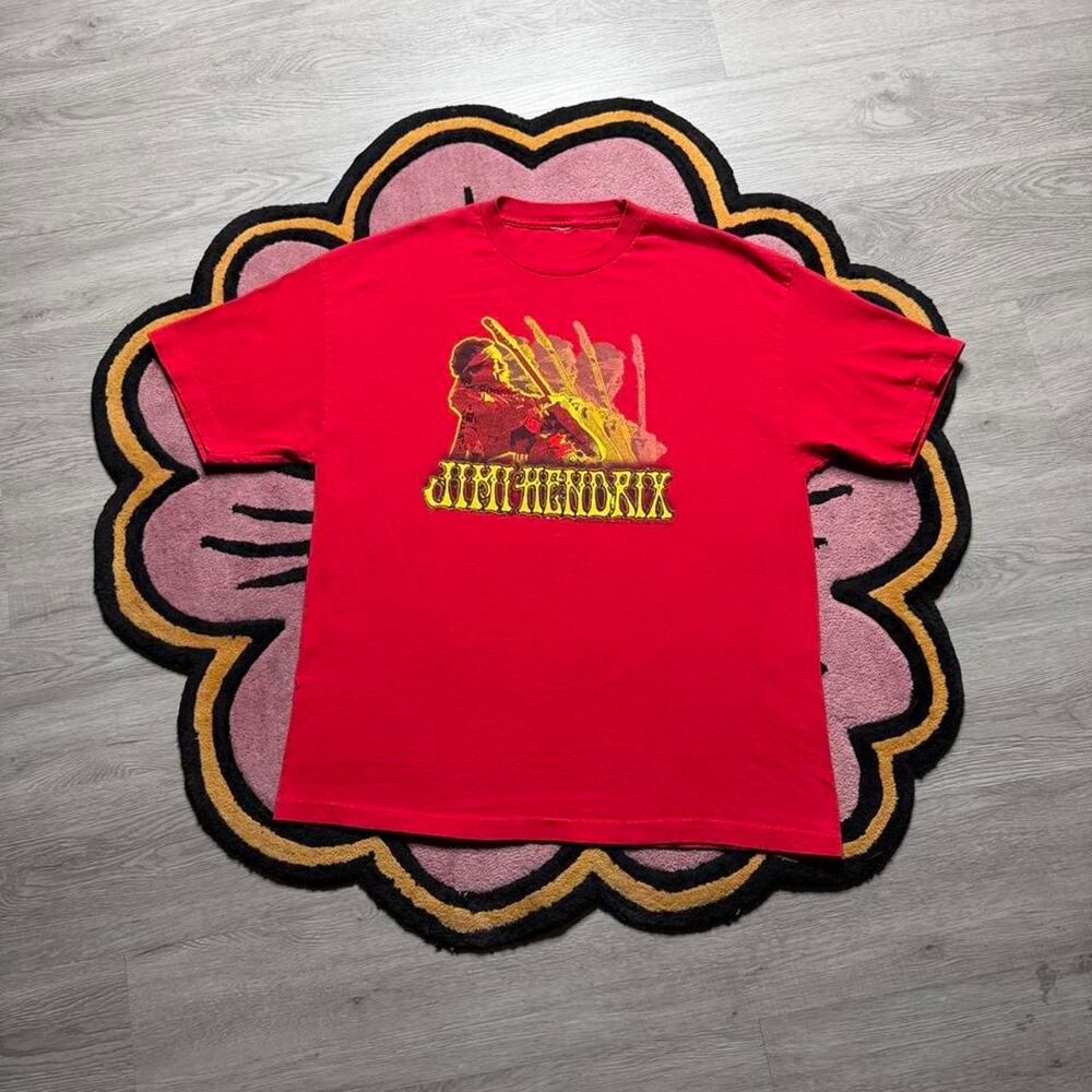 Vintage Y2K Jimi Hendrix Graphic Logo T-shirt Size L/XL Red